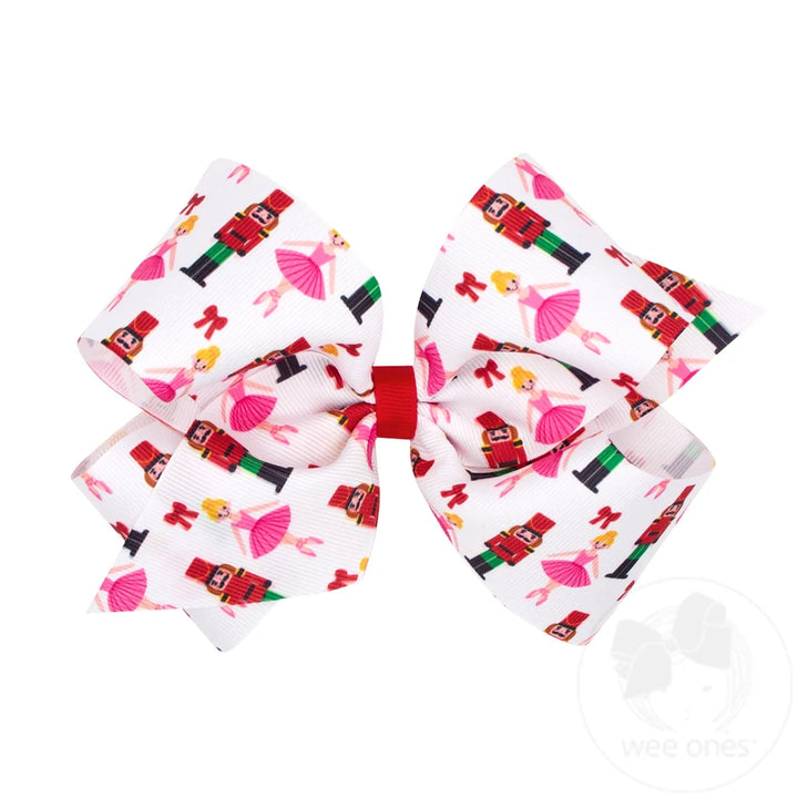 King Christmas Print Hair Bow | Nutcracker