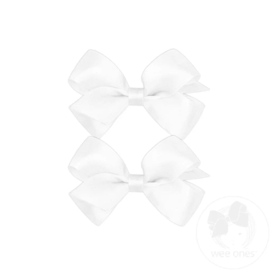 Mini Satin Bow Pair | White