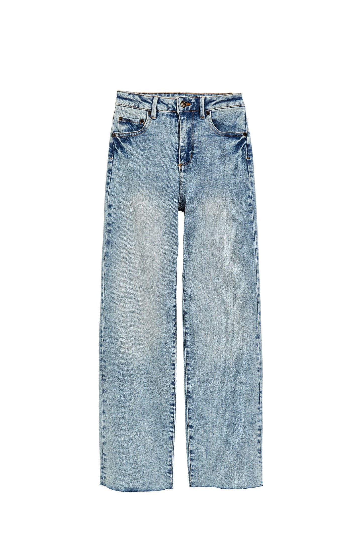 Fray Hem Crop Straight Leg Jean | Light Indigo