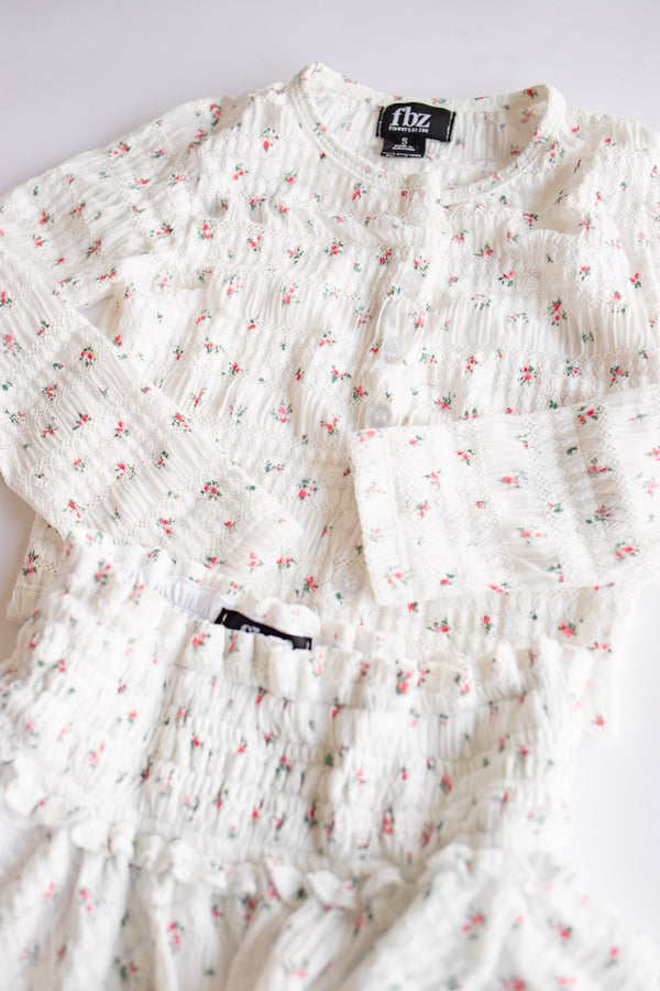 Ditsy Floral Gathered Cardi | White Floral
