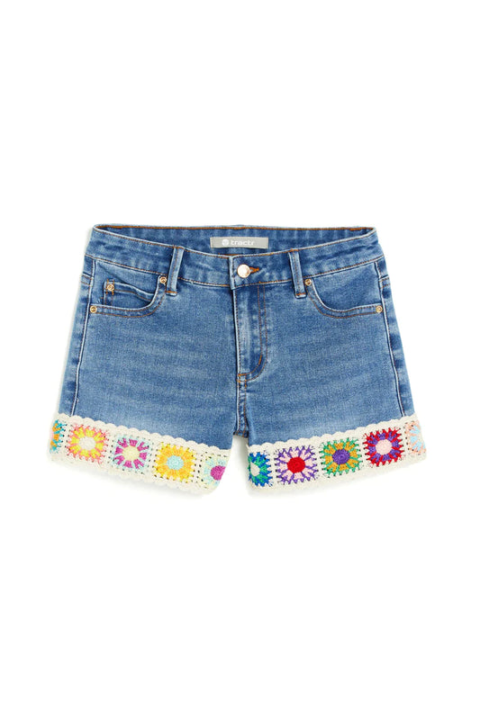 Brittany Mid Rise Shorts | Crochet Hem