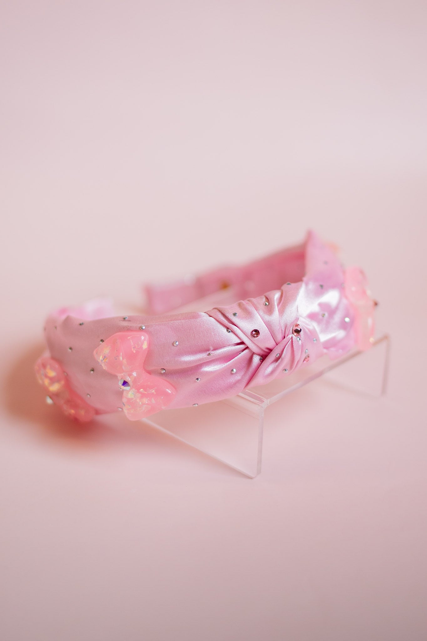 Large Bow Satin Knot Headband | Pink