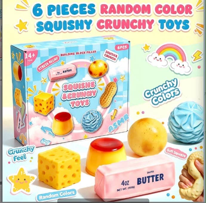 6-Piece Crunchy Squishy Toy Set