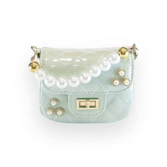 Embellished Patent Quilted Purse