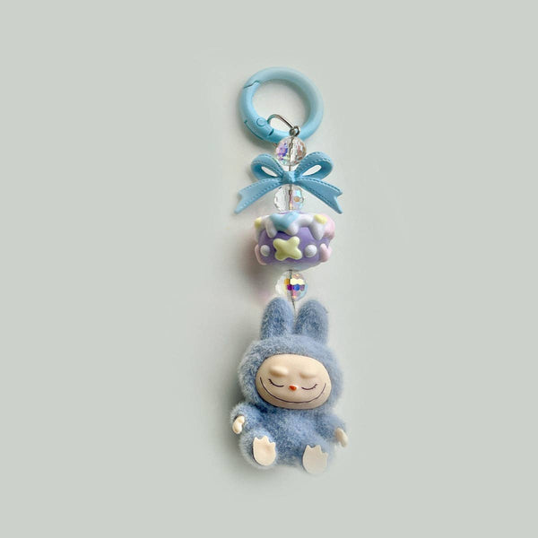 Flocked Mini Labubu Candy Keychain