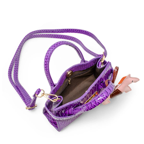Purple Crocodile Pony Handbag