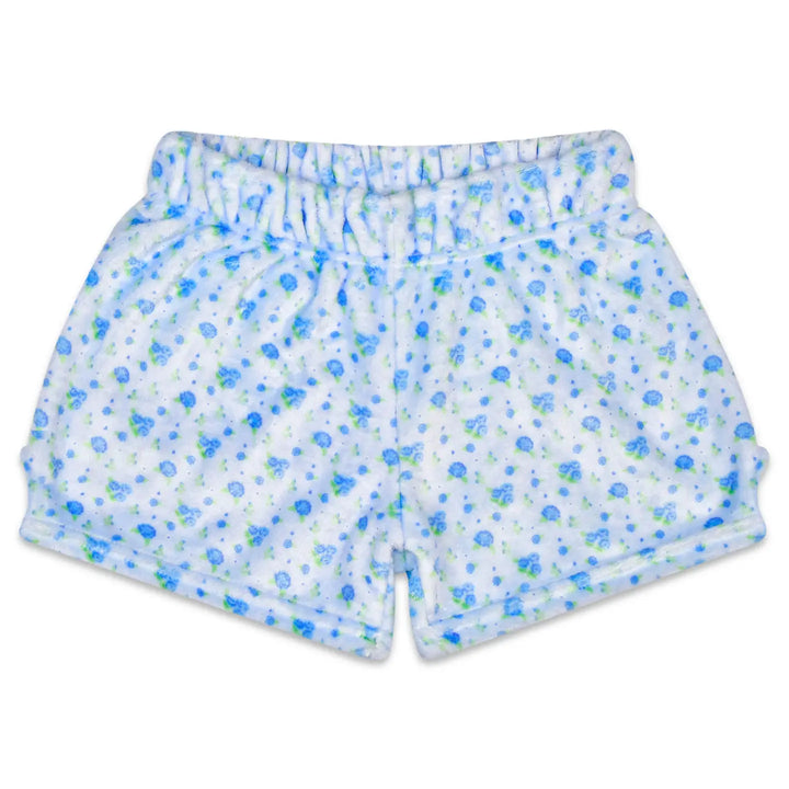 Blue Ditsy Plush Shorts