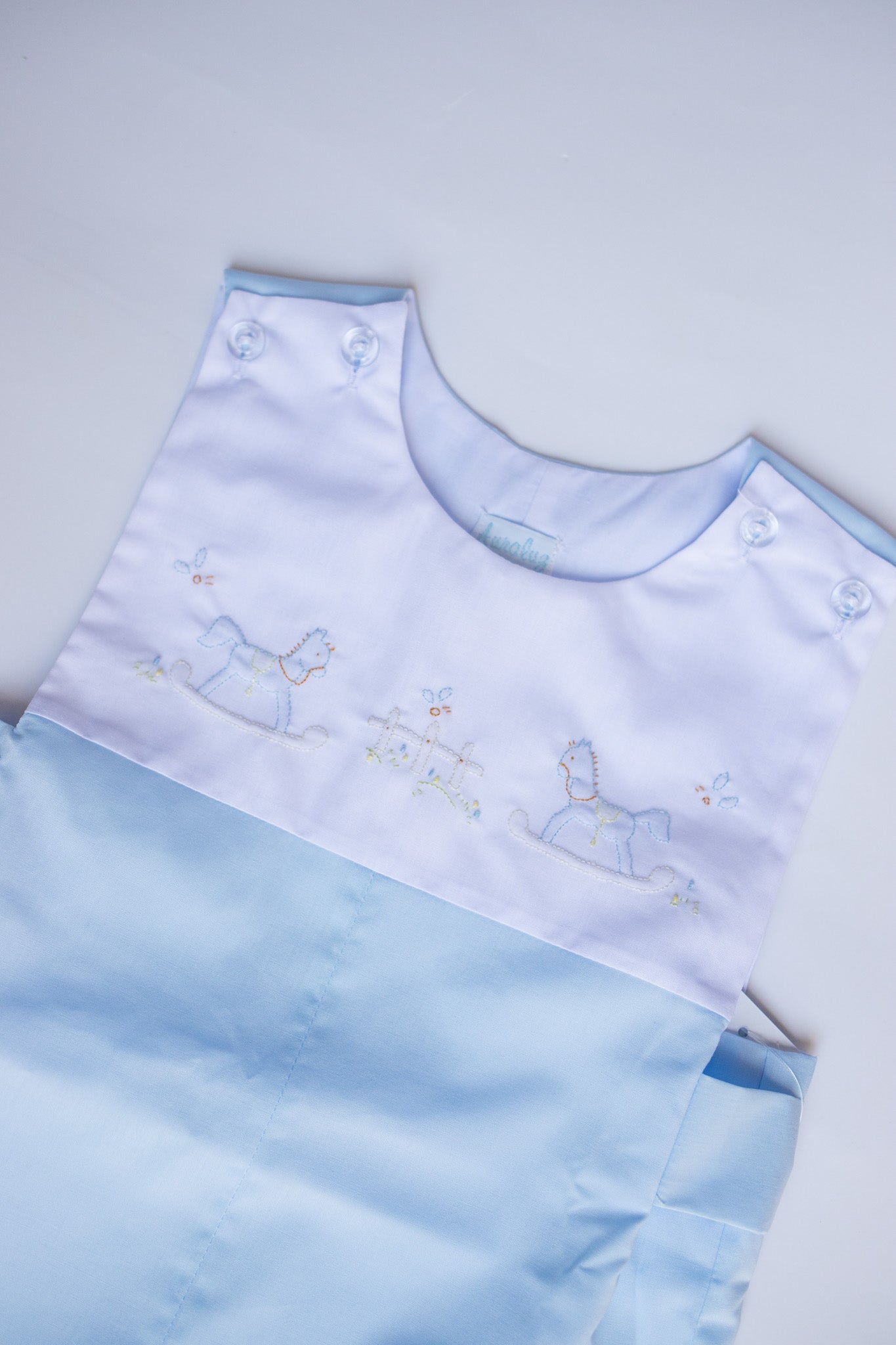 Rocking Horse Embroidered Boysuit | Blue