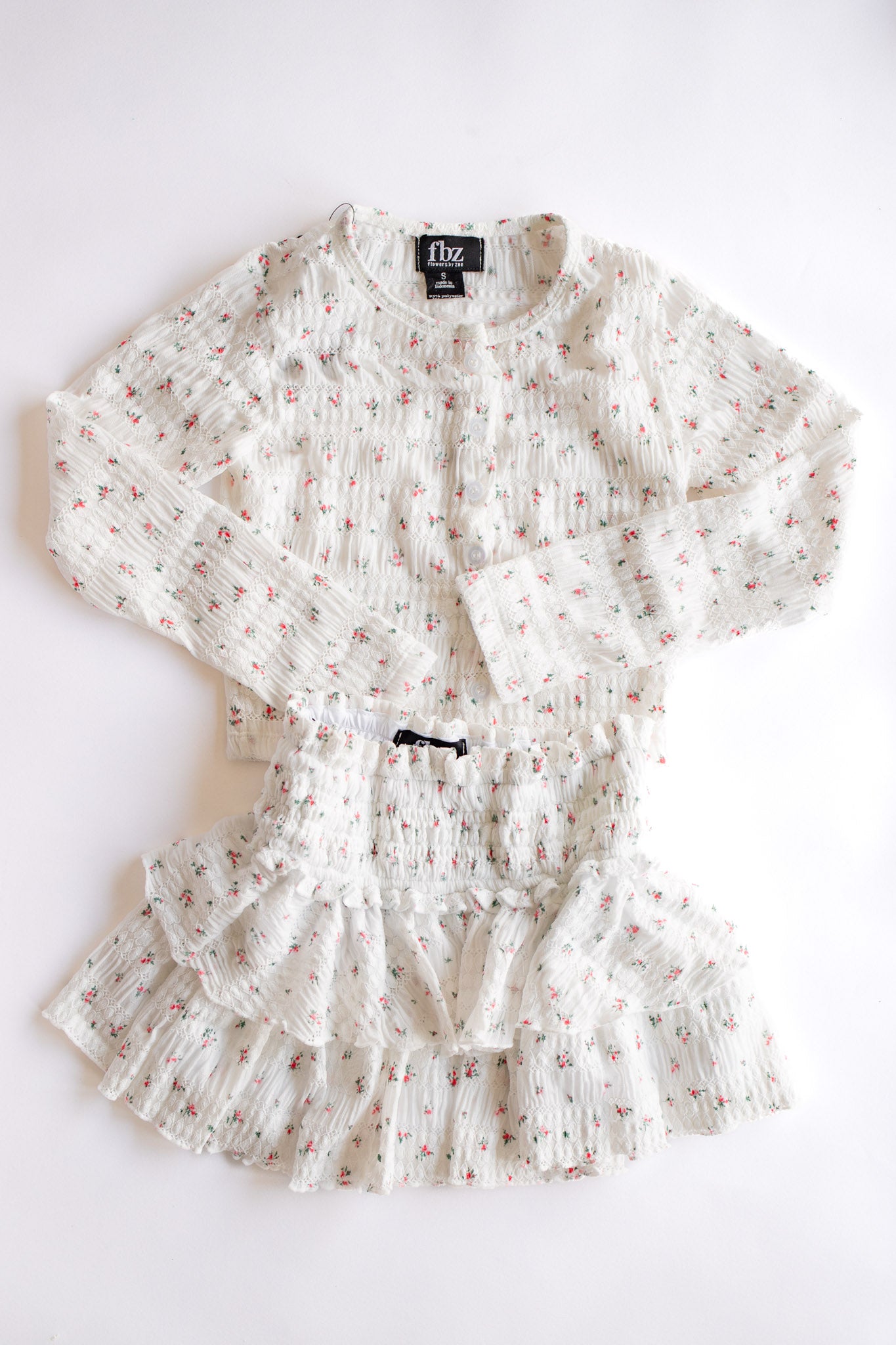 Ditsy Floral Gathered Tiered Skirt | White Floral