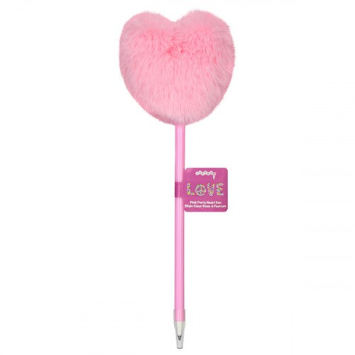 Pink Furry Heart Pens