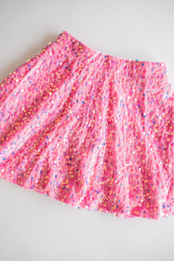 Velvet Sequin Skirt | Pink