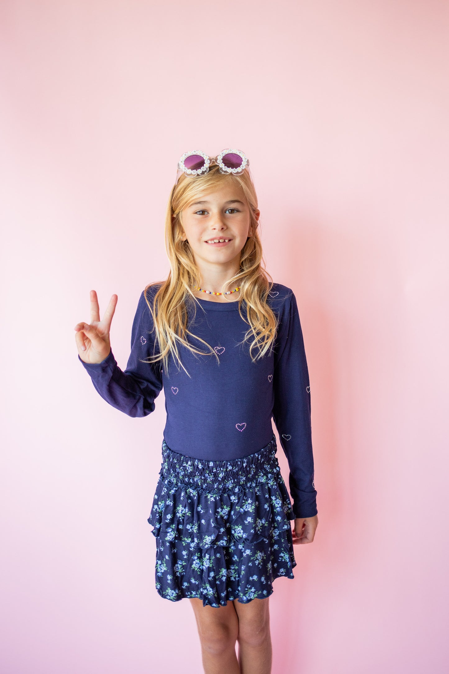 Tiered Skirt | Navy Blue Floral