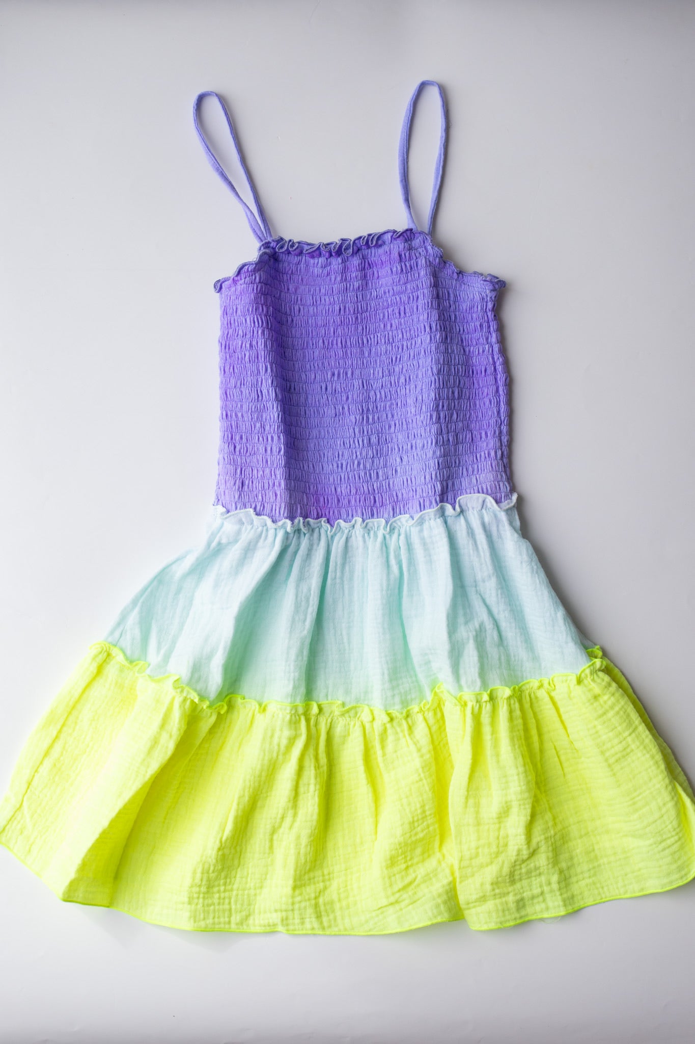 Ombre Smocked Dress | Purple & Yellow