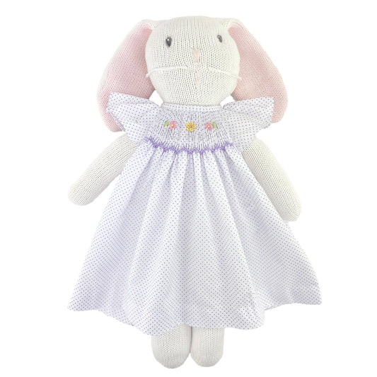 Knit Bunny Doll with Lavender Dot Dress