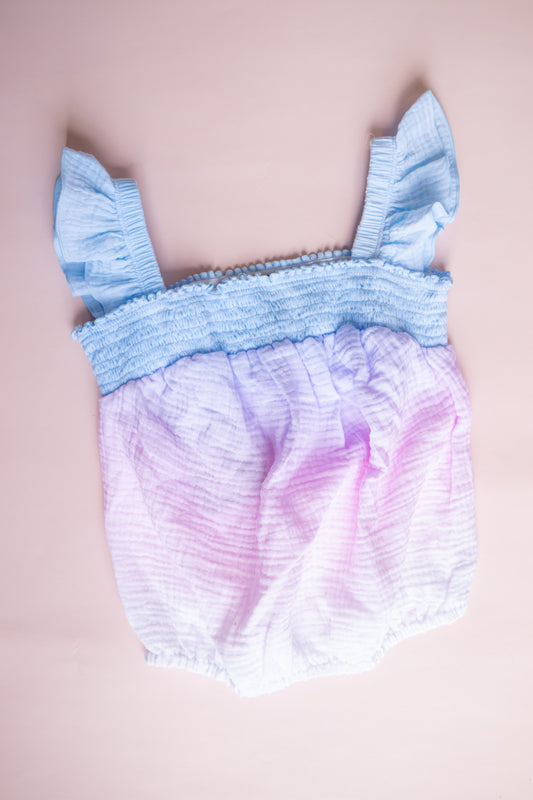 Ombre Top | Blue Pink & White