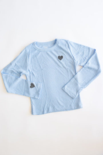 Ribbed Heart Long Sleeve | Blue