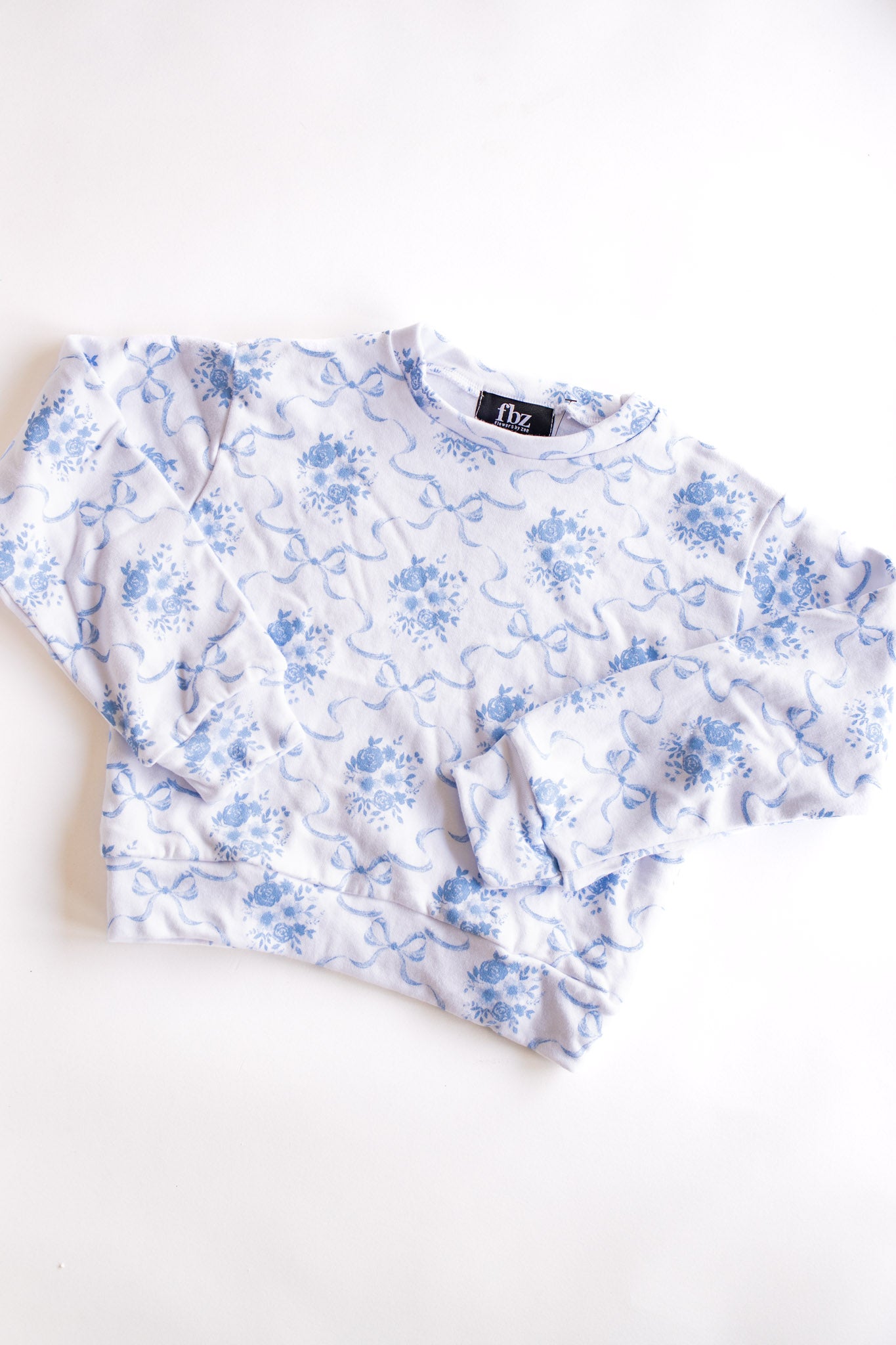 All Over Print Crewneck Sweatshirt | Blue Bow Toile