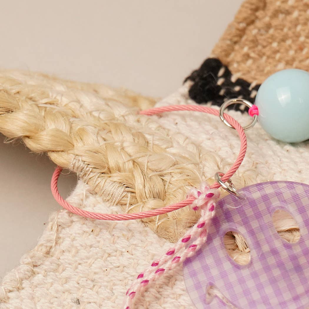 Gingham Happy Face Tassel Keychain