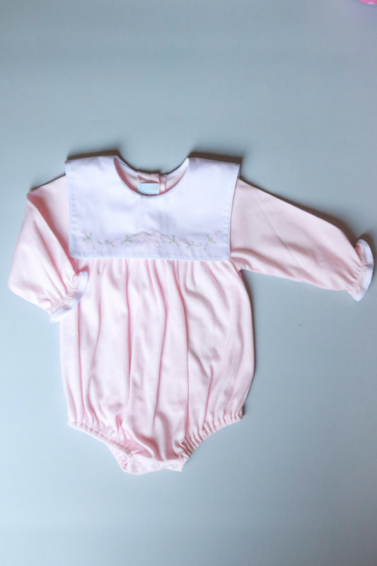 Long Sleeve Knit Embroidered Bubble | Pink Bow