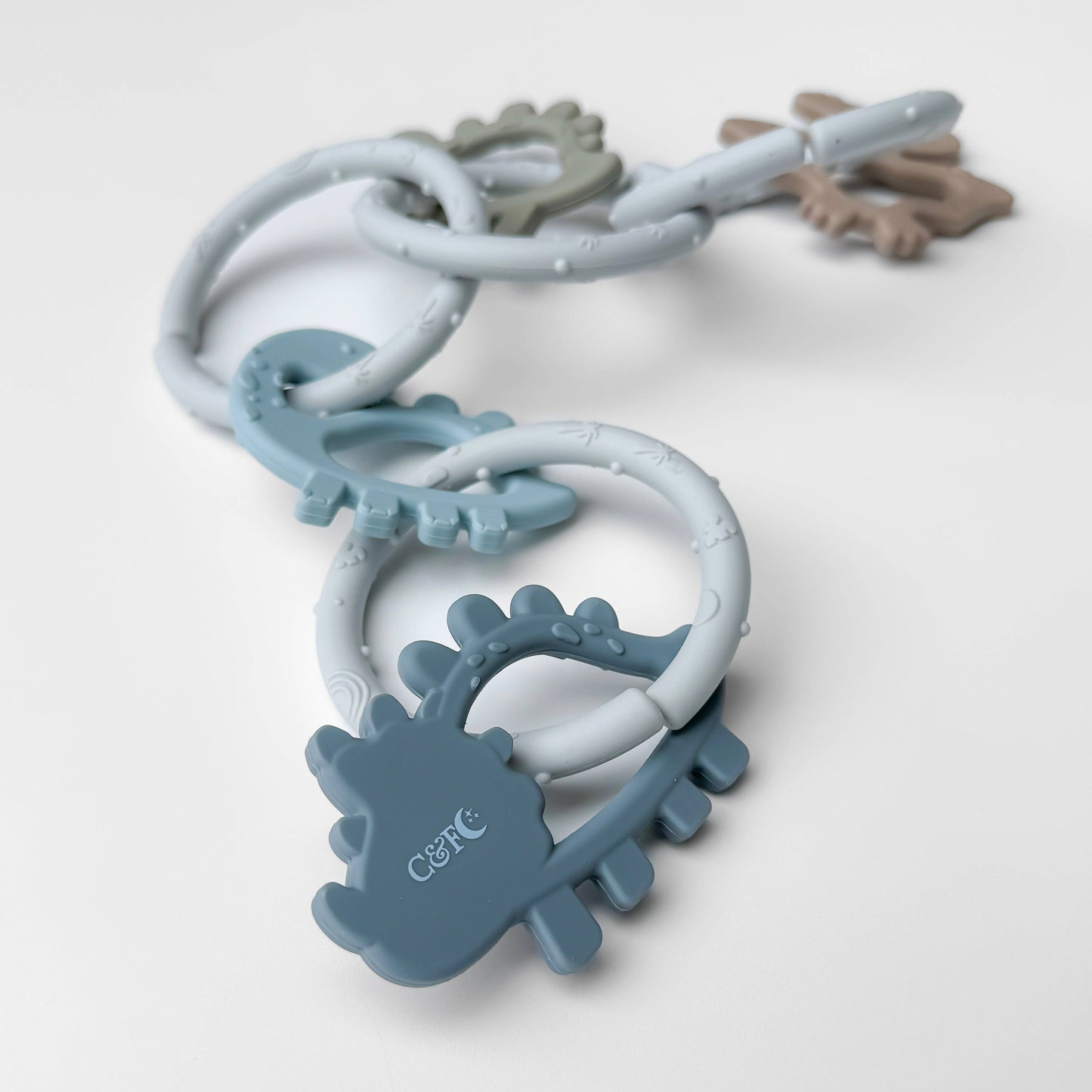 Dino Rings Silicone Teether | Blue/Green