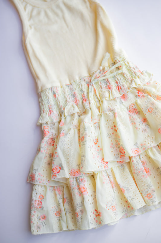 Tiered Tank Dress | Lemon Floral Eyelet