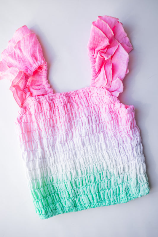 Smocked Top | Watermelon Ombre