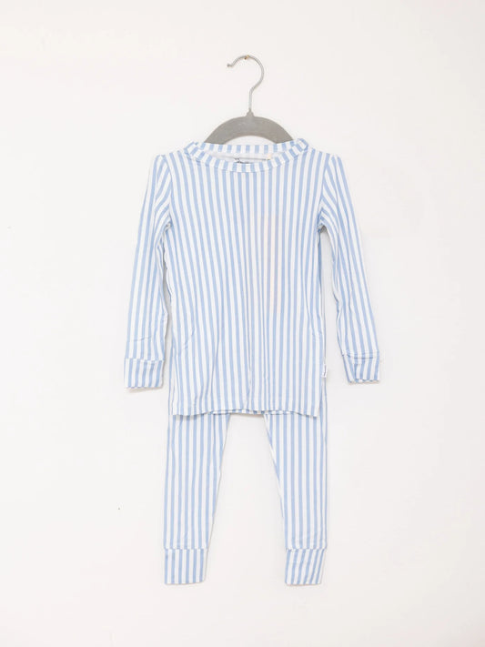 Long Sleeve Pajama Set | Light Blue Mini Stripe