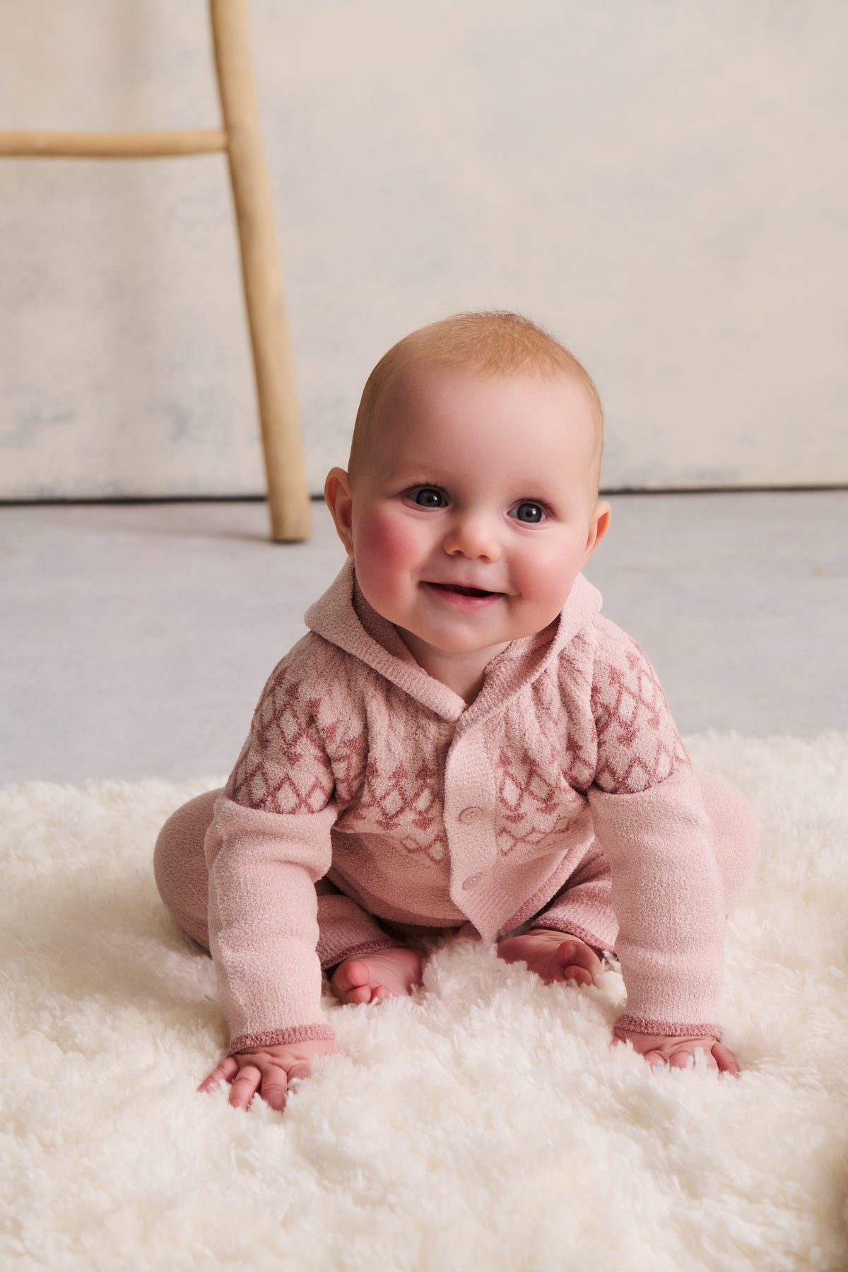 CozyChic Lite Baby Faire Isle Onesie | Dusty Rose Multi