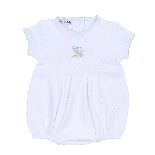 Darling Lambs Embroidered Short Sleeve Bubble | Light Blue
