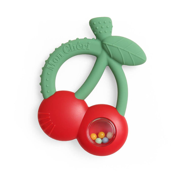 Bitzy Shake Silicone Teether w Rattle | Cherries