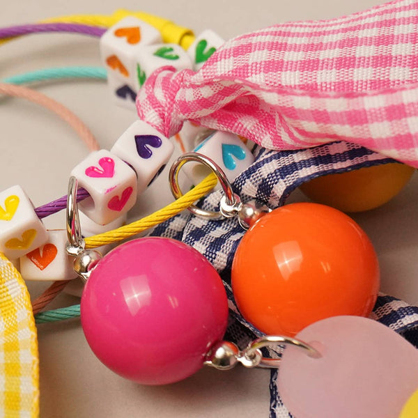 Happy Face Flower Plaid Bow Keychain | Pink