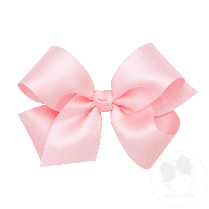 Medium French Satin Hair Bow | Light Pink