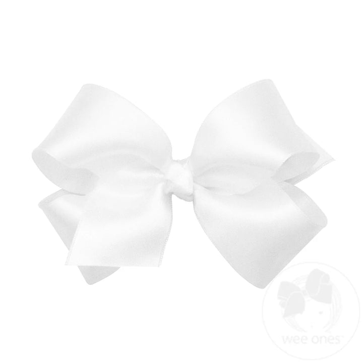 Medium French Satin Hair Bow | White