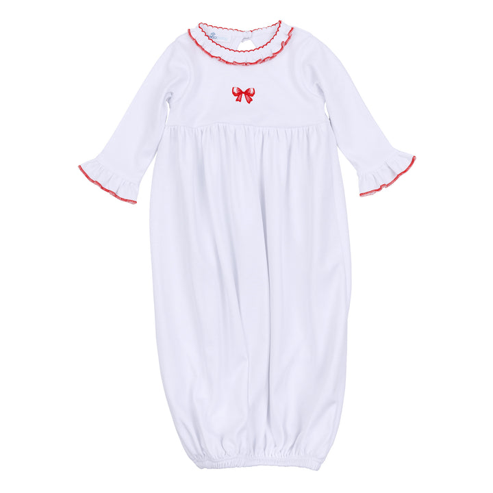 Scarlett Bows Embroidered Ruffle Gathered Gown