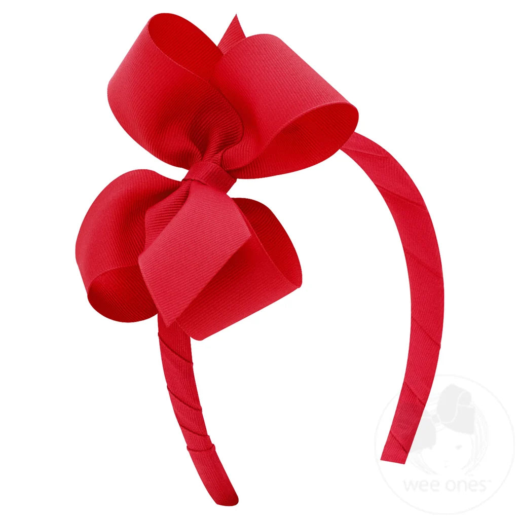 Medium Classic Grosgrain Bow Headband | Red