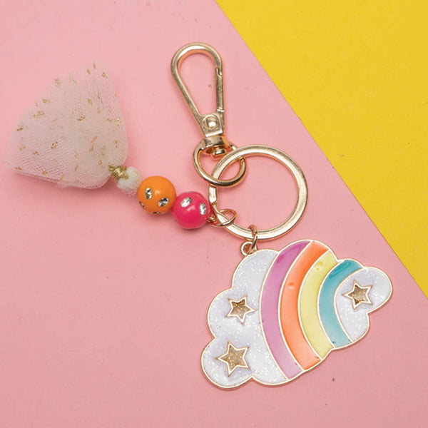 Kids Glitter Rainbow Cloud Keychain