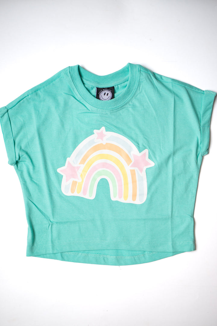 XOXO by Magpies Printed Short Sleeve Rainbow Tee | Aqua