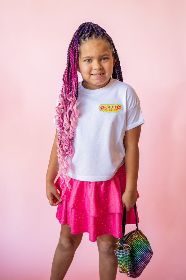 Tiered Pleather Studded Skirt | Pink