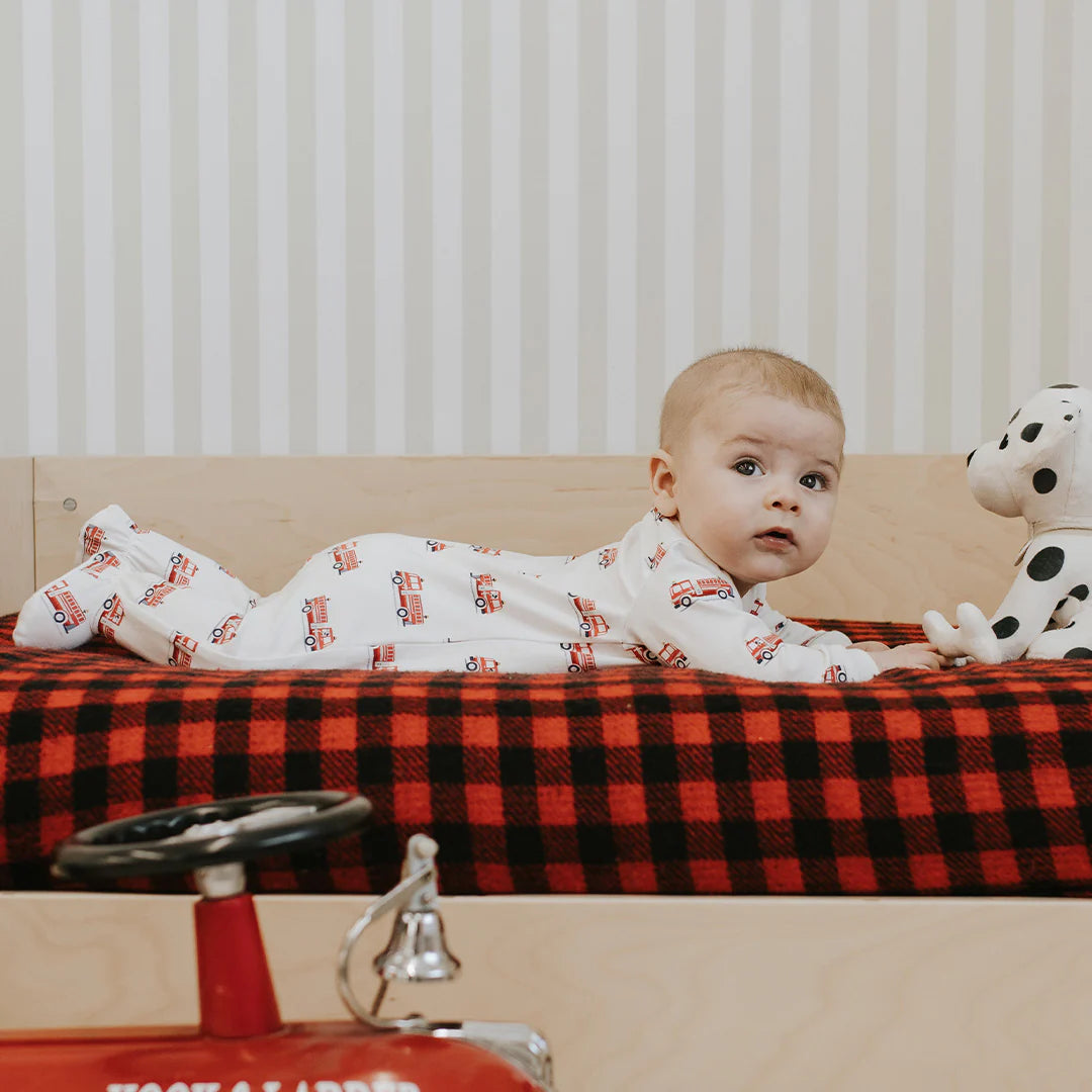 Footed Sleeper | Off White Firetruck