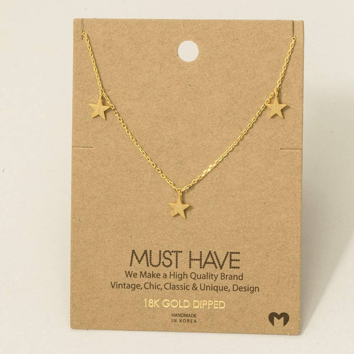 Gold Dipped Dainty Star Station Necklace