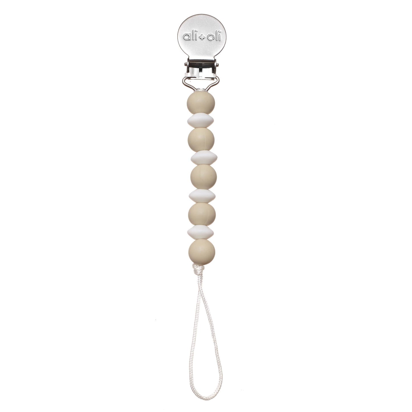 Ali+Oli Silicone Mini Pacifier Clip | Coconut