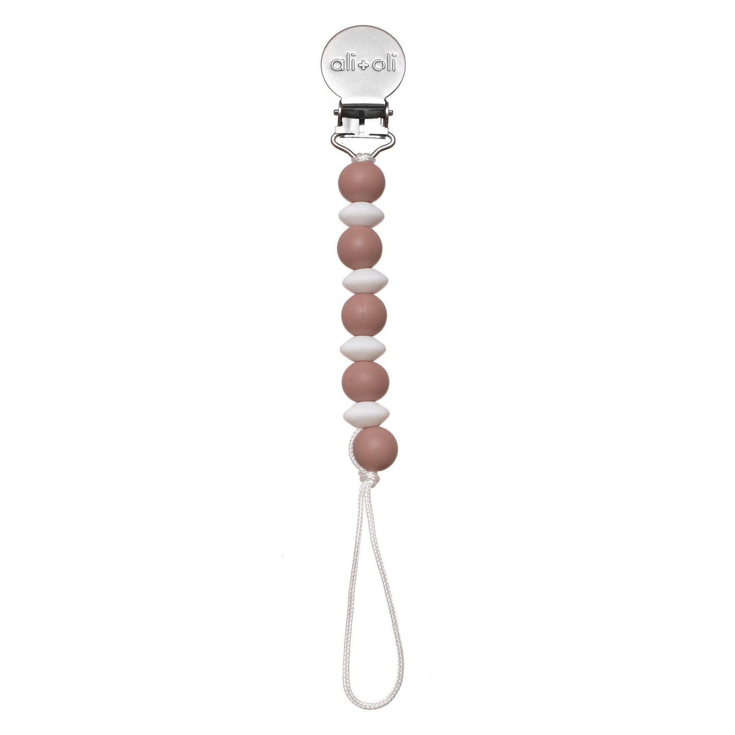 Ali+Oli Silicone Mini Pacifier Clip | Coconut