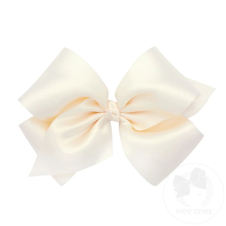 King French Satin Hair Bow | Ecru