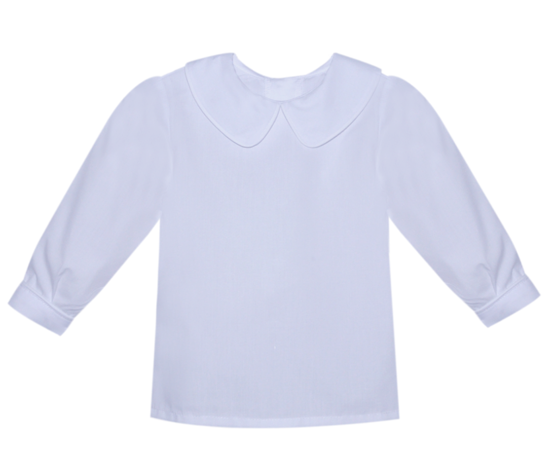 Long Sleeve White Shirt | White Piped Trim