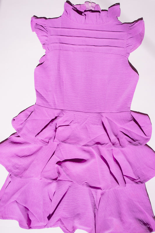 Tania 3 Tier Ruffle Dress | Purple