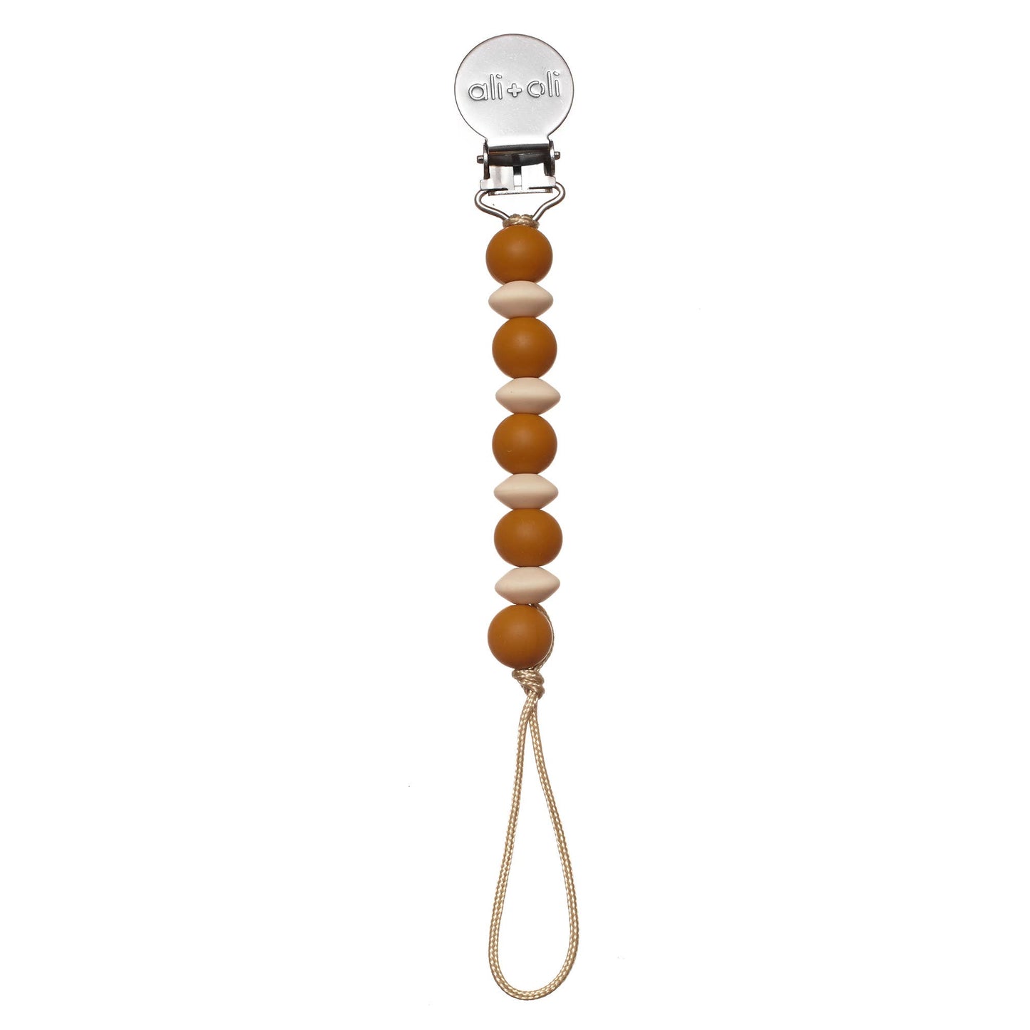 Ali+Oli Silicone Mini Pacifier Clip | Coconut