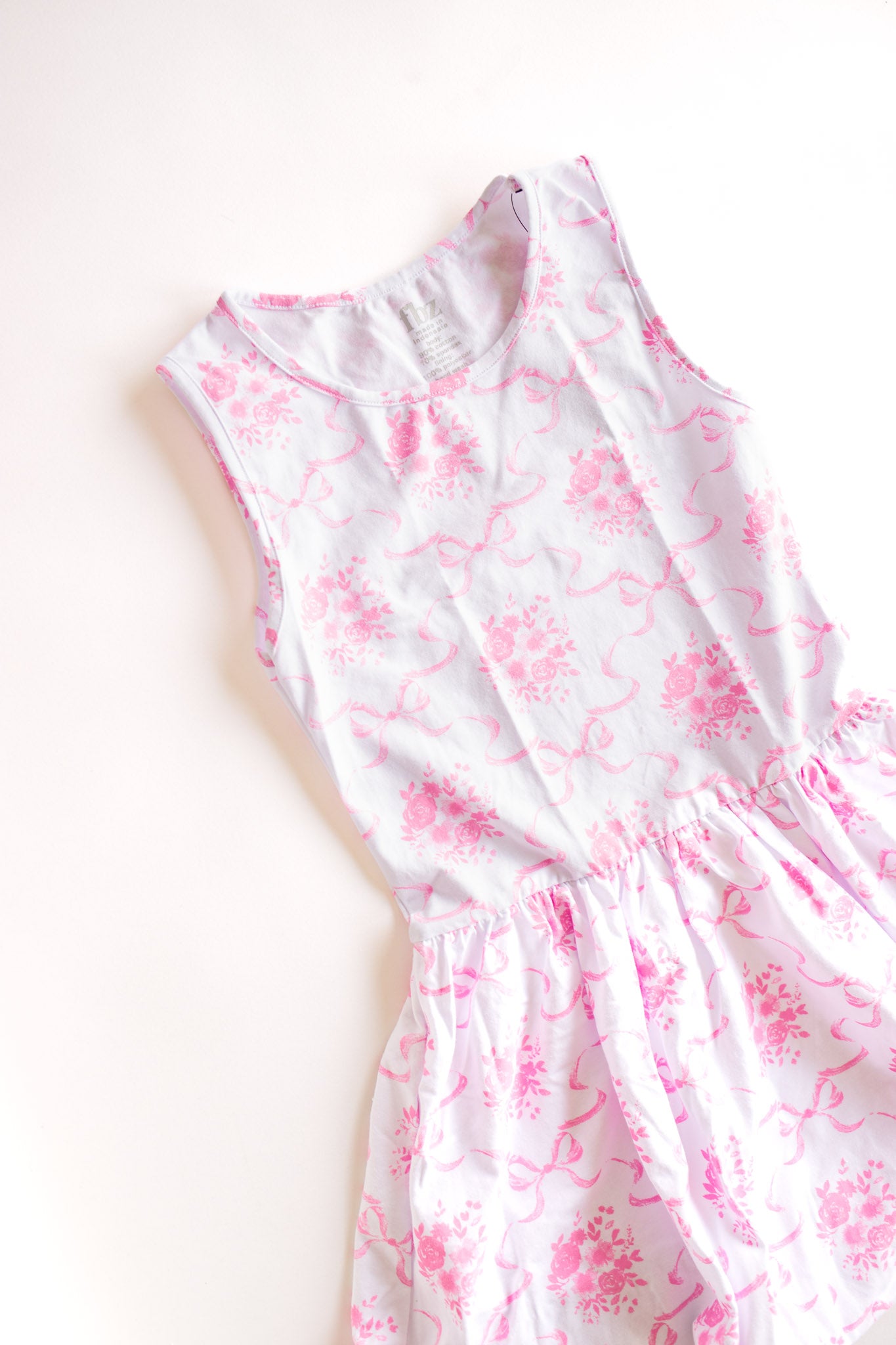 Bubble Hem Tank Dress | Pink Bow Toile