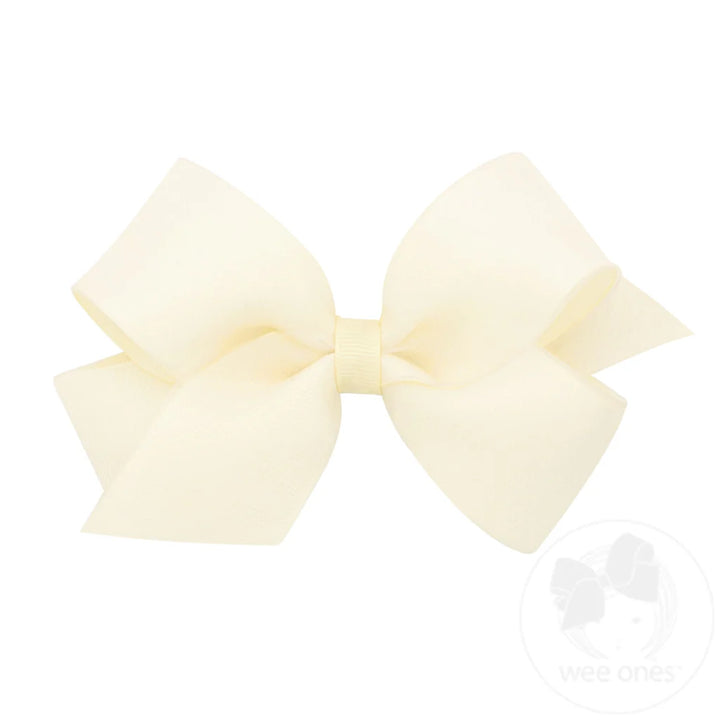 Off White Medium Organza and Grosgrain Overlay Bow