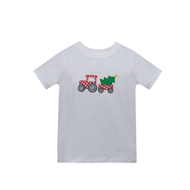 White Forest Shirt | Christmas Tree Tractor