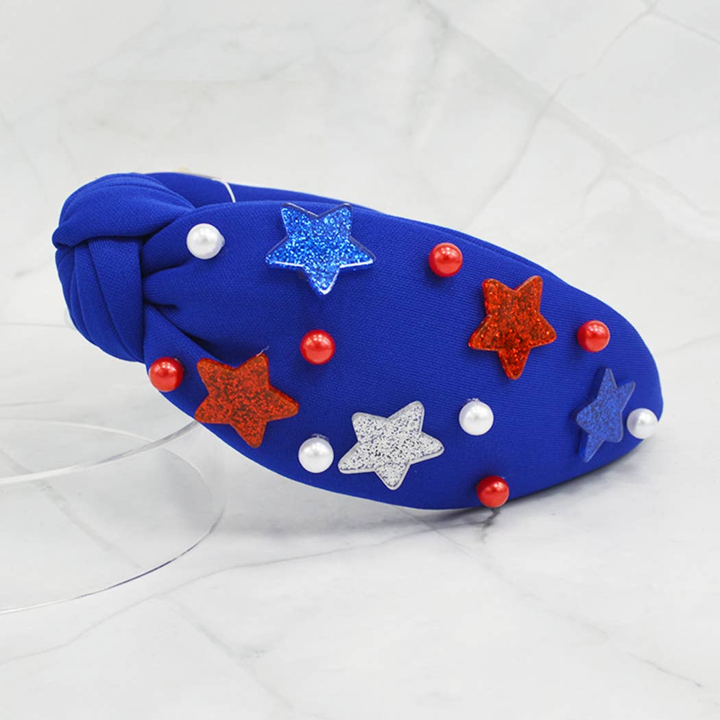 US Theme Stars Designed Knot Headband | Red